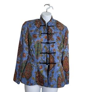 Stunning 100% Adrianna Papell Silk Floral Patterned Jacket Blazer Size 4 Petite